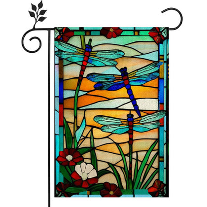 Weizedm dragonfly stained glass flag, 12x18, adds vibrant spring curb appeal.