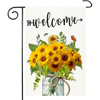 weizedm sunflowers and mason jar flag 12x18 bright welcome for garden or porch