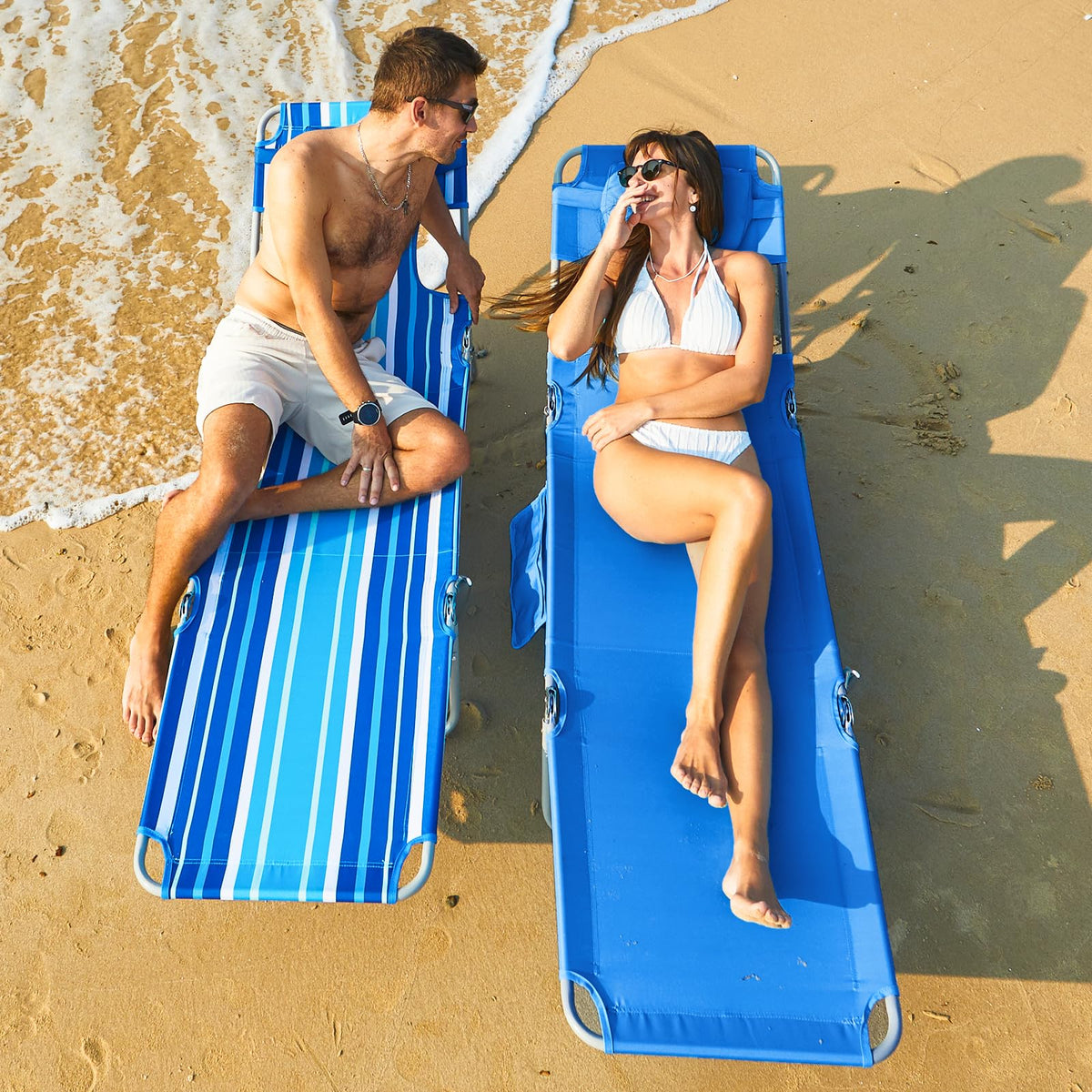 WEJOY tanning chair with arm holes provides ergonomic lounging support