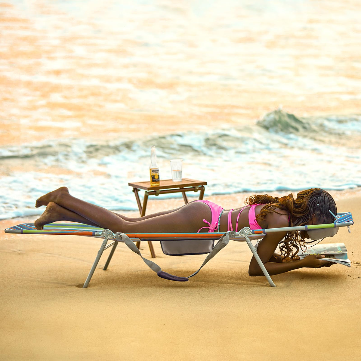 WEJOY chair backrest with 5 positions supports lounging, reading, and sunbathing.