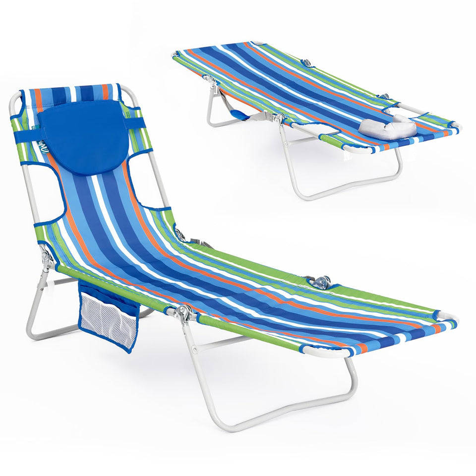 WEJOY folding tanning chair with face hole for relaxing sunbathing outdoors.