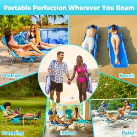 WEJOY outdoor tanning chair adapts to beach, backyard, poolside, or camping.