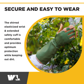 Wells Lamont Rosetender gloves gauntlet cuff shield forearms from scratches.