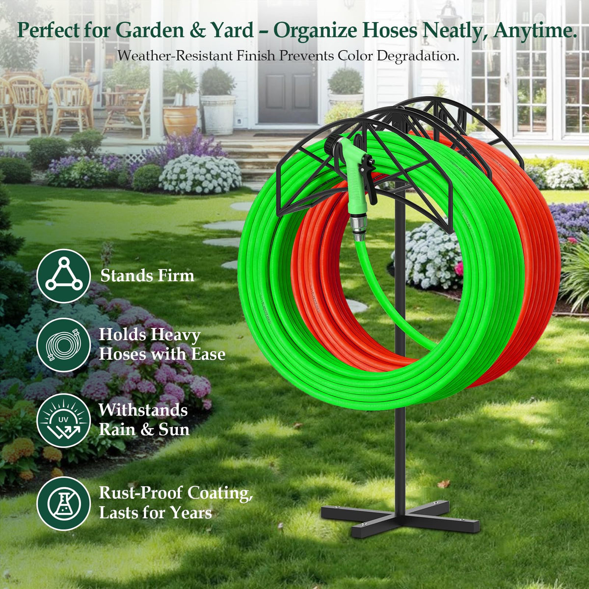 WellSign double basket design stores two hoses neatly