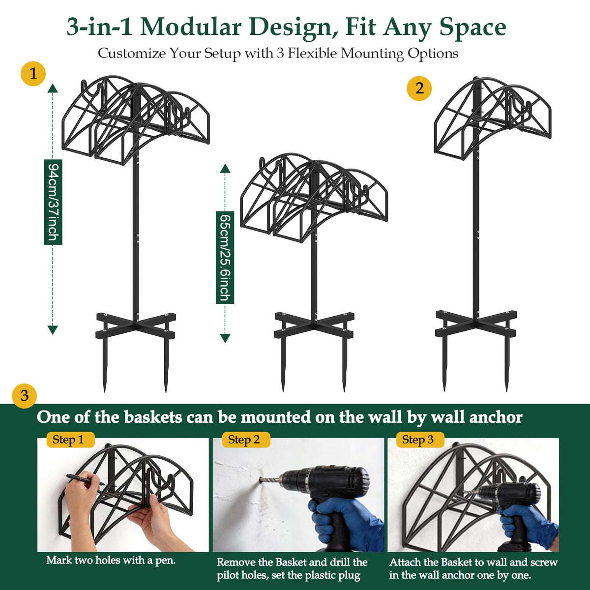 WellSign four ground spikes provide stable outdoor hose storage