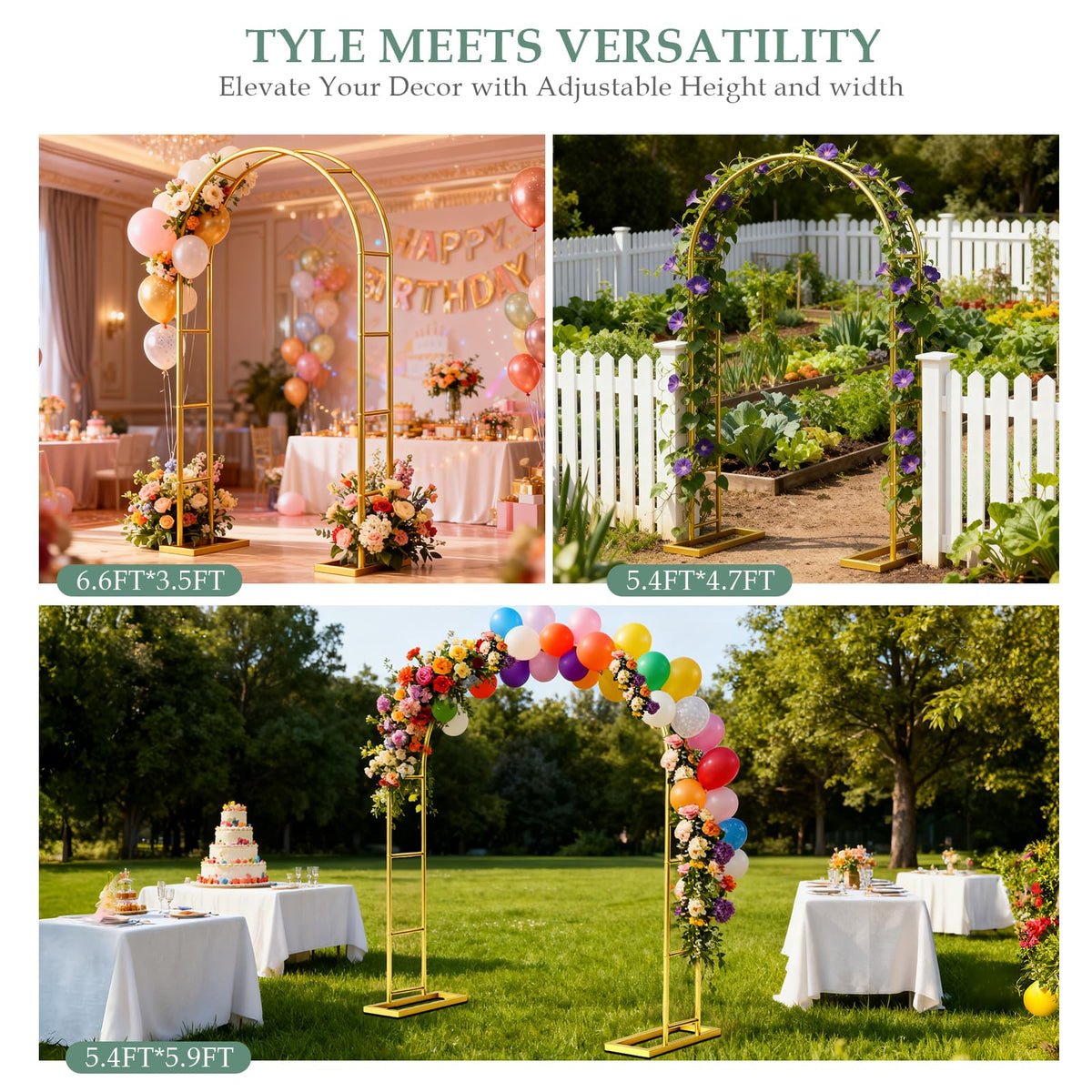 WellSign garden arbor with climbing plants forms a blooming backdrop