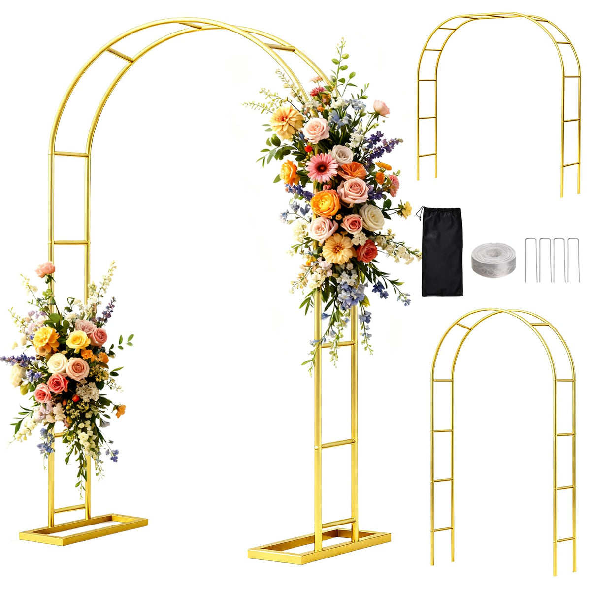 WellSign wedding arch 6-6ft 3-5ft setup shown as grand entrance backdrop