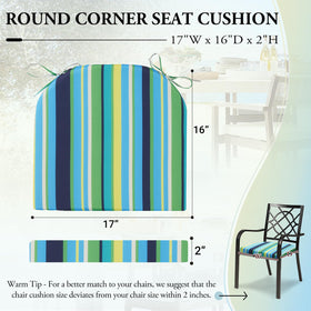 Wellsin cushions with straps securely attach to chair backs to stay in place