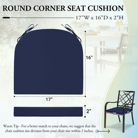 Wellsin navy cushion with non-slip strap system for secure outdoor seating.