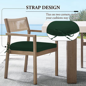 Patio setup with Wellsin forest green cushions on standard chairs