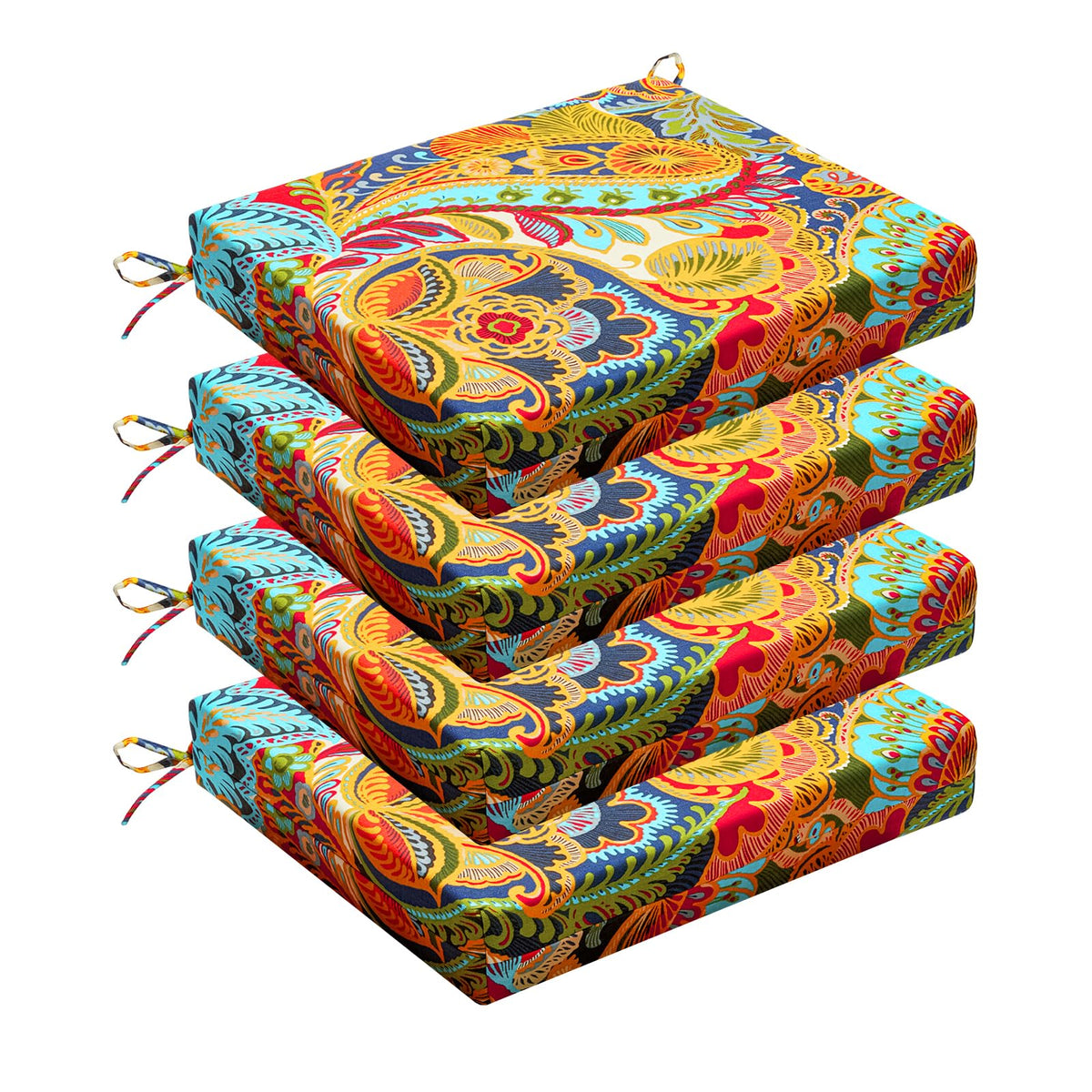 Wellsin outdoor chair cushion with a flower pattern offers comfy support for garden seating.