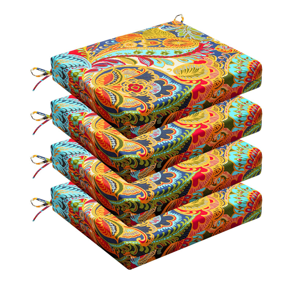 Wellsin outdoor chair cushion with a flower pattern offers comfy support for garden seating.