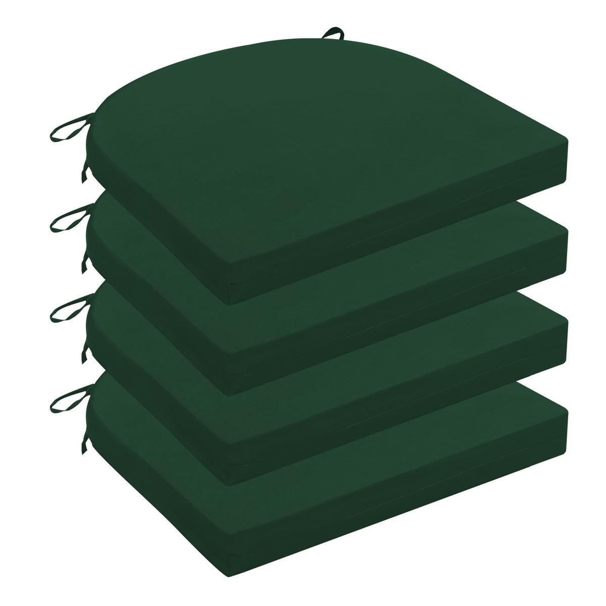 Wellsin forest green outdoor chair cushions four-pack with non-slip straps for secure seating