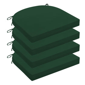 Wellsin forest green outdoor chair cushions four-pack with non-slip straps for secure seating