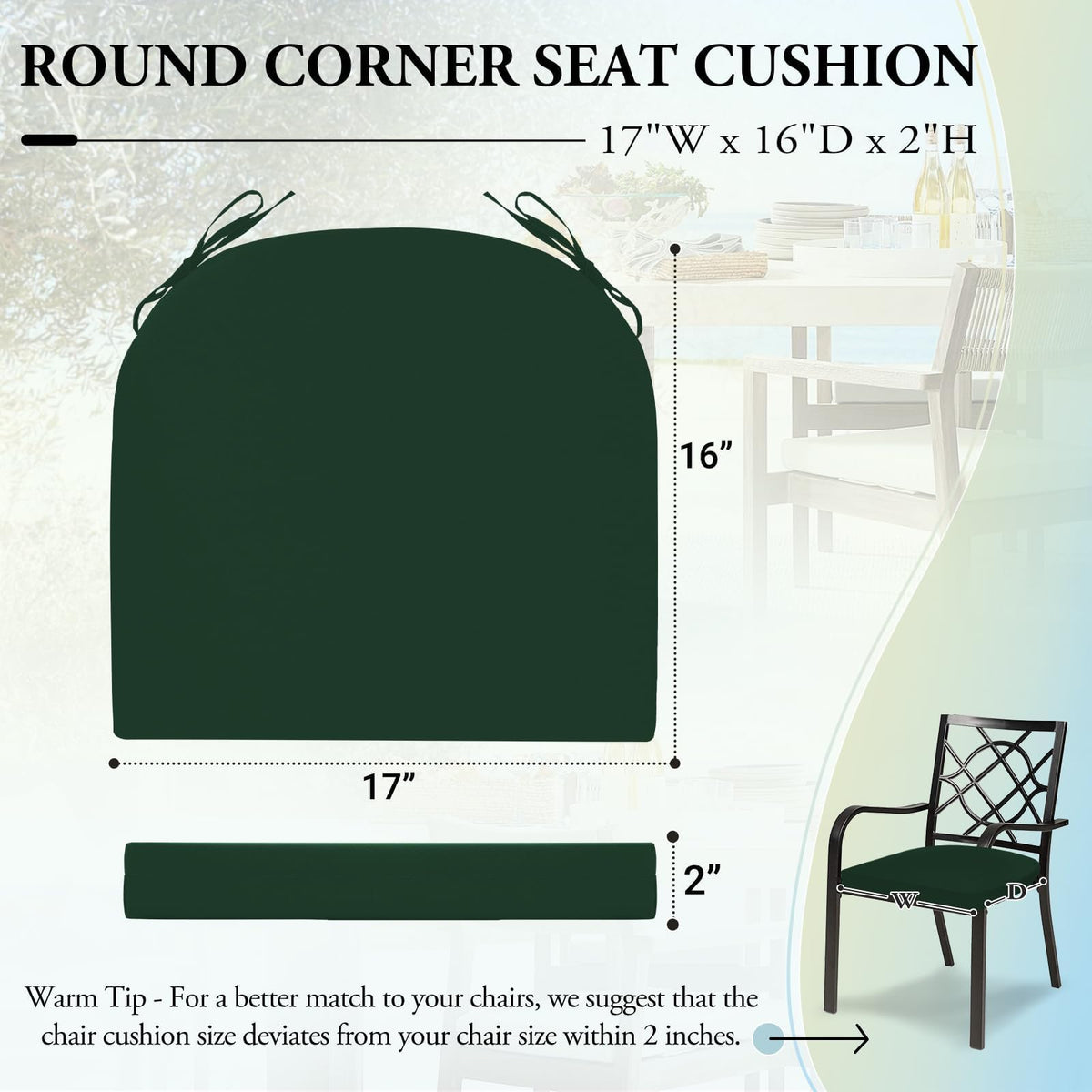 Close-up of Wellsin cushions showing durable, UV-resistant fabric and 2-inch foam comfort