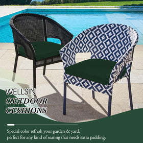 Forest green Wellsin cushions showcased for indoor and outdoor versatility