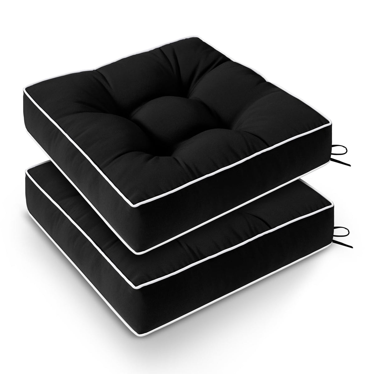 Wellsin outdoor chair cushions set of 2, top view shows 19x19 inches for a universal patio fit.
