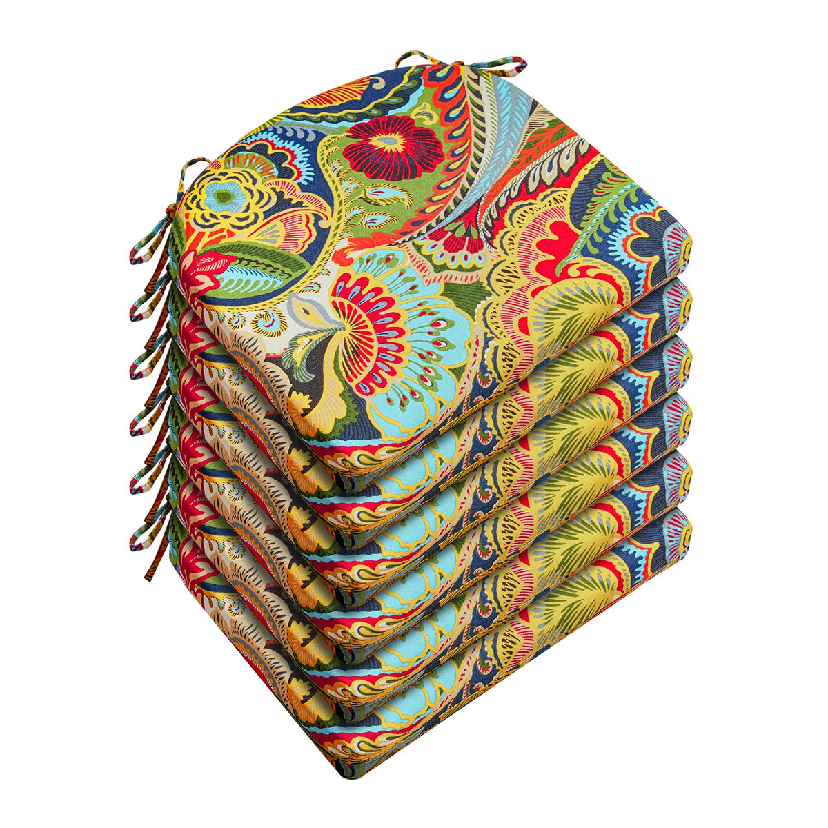 Wellsin flower-pattern outdoor chair cushions set of six for patio seating