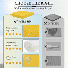 Wellsin cushions suitable for outdoor or indoor use in yellow