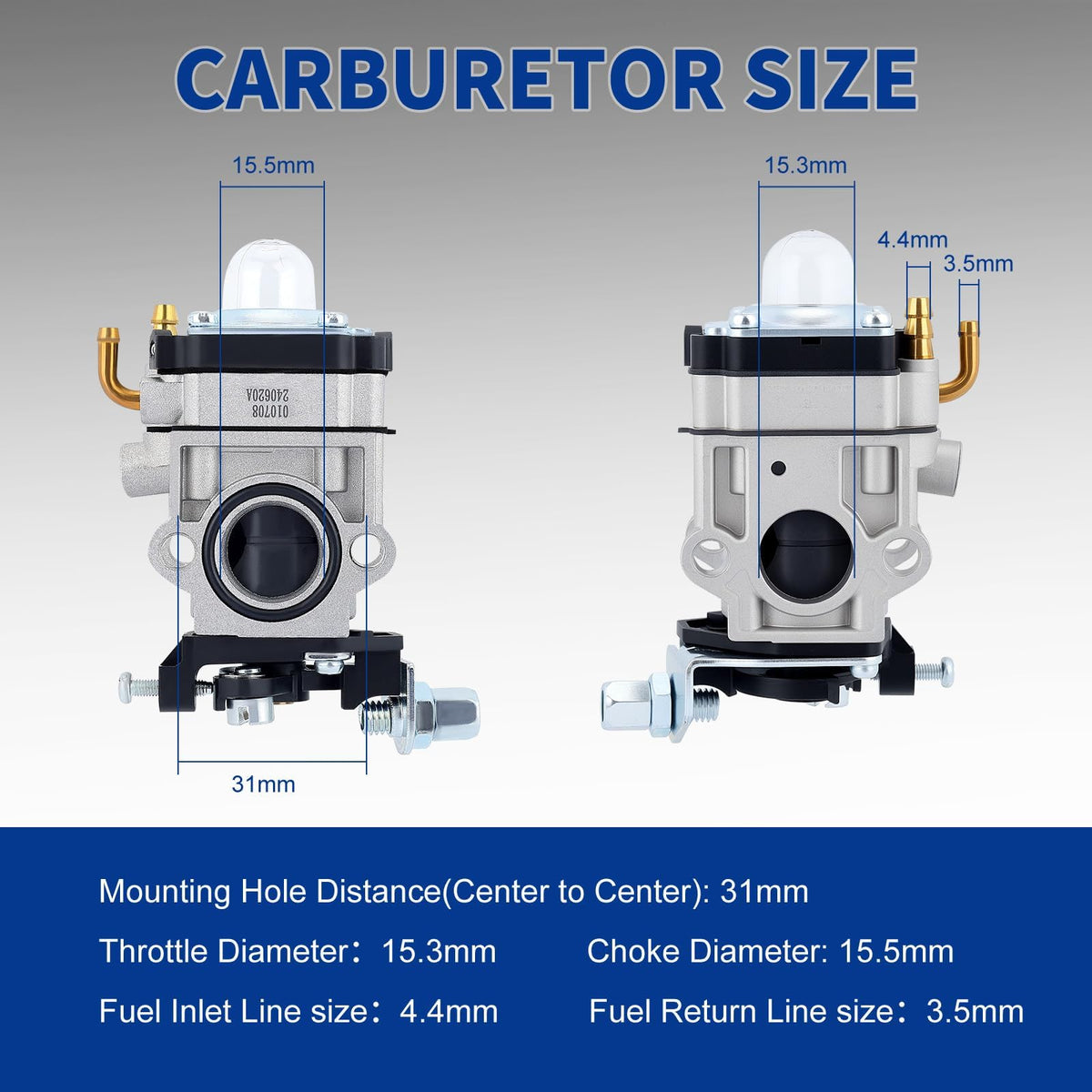 Wellsking EB7001 carburetor closeup highlights precise components for reliable fueling.