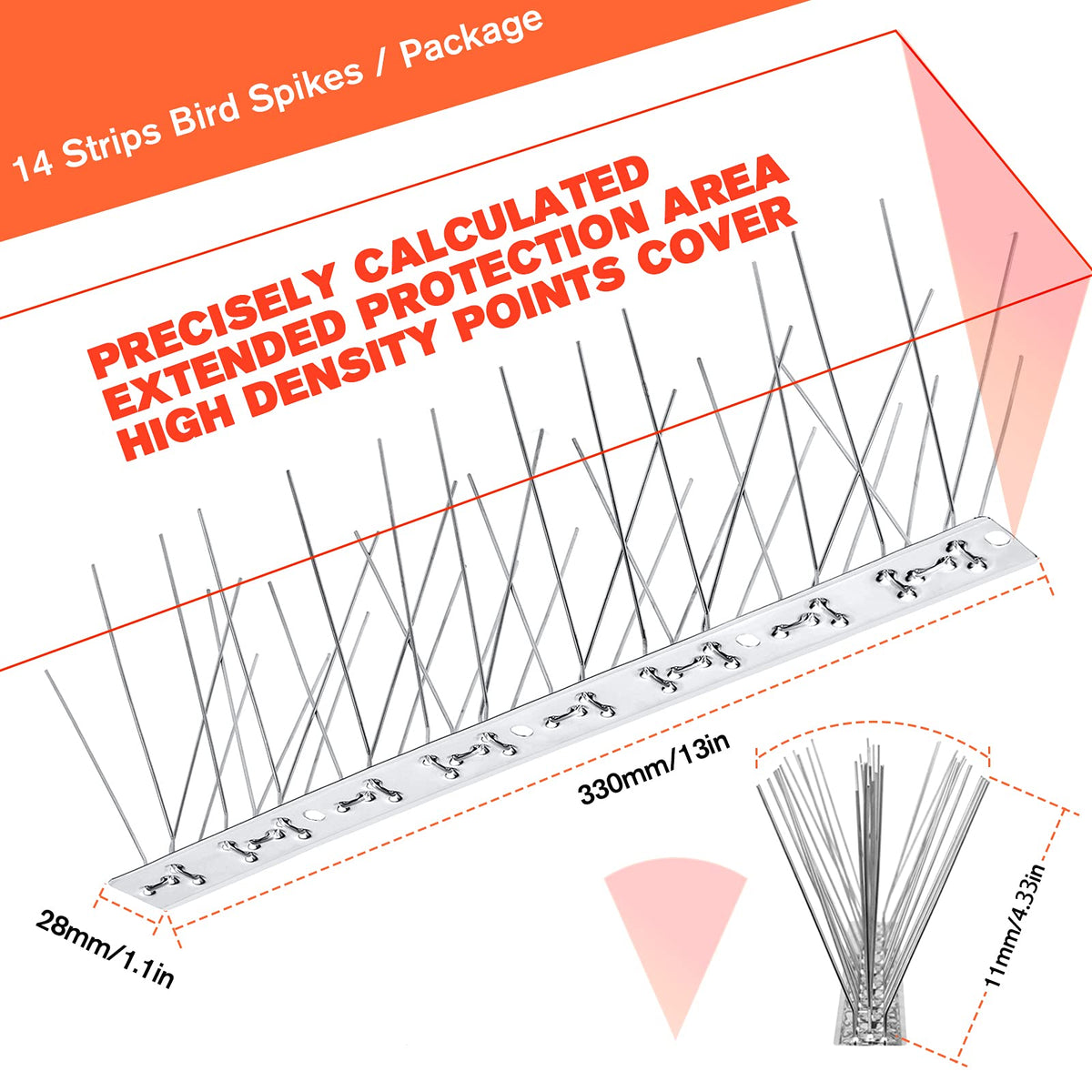 WELLUCK Bird Spikes closeup shows dense, precise pins