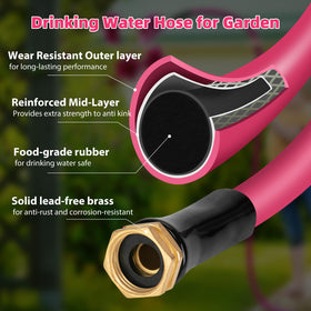 Welluck Garden Hose 58in 50ft anti-kink design maintains steady flow under pressure
