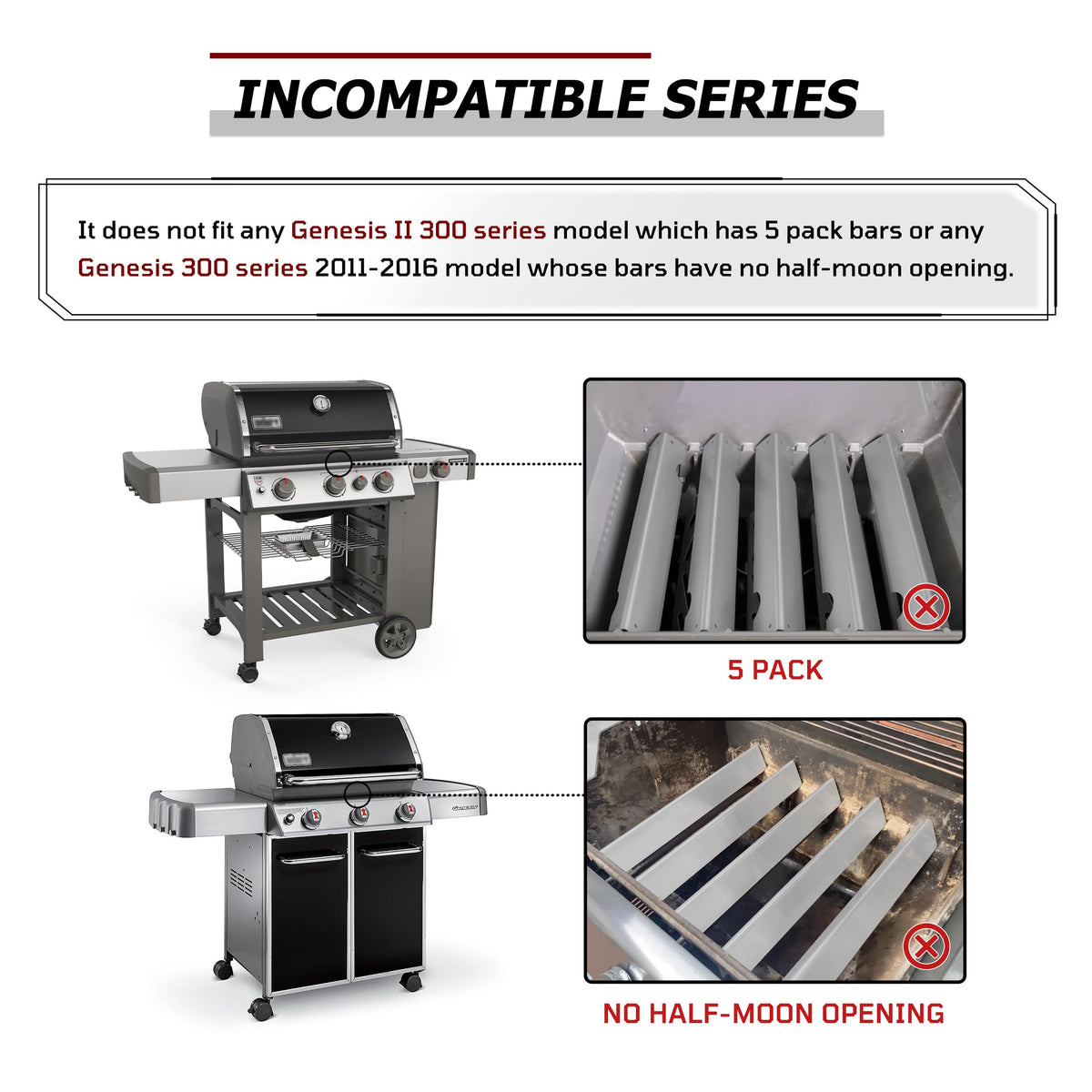 WEMEIKIT flavorizer bars 17-inch for Weber Genesis II S-435 improving grill performance