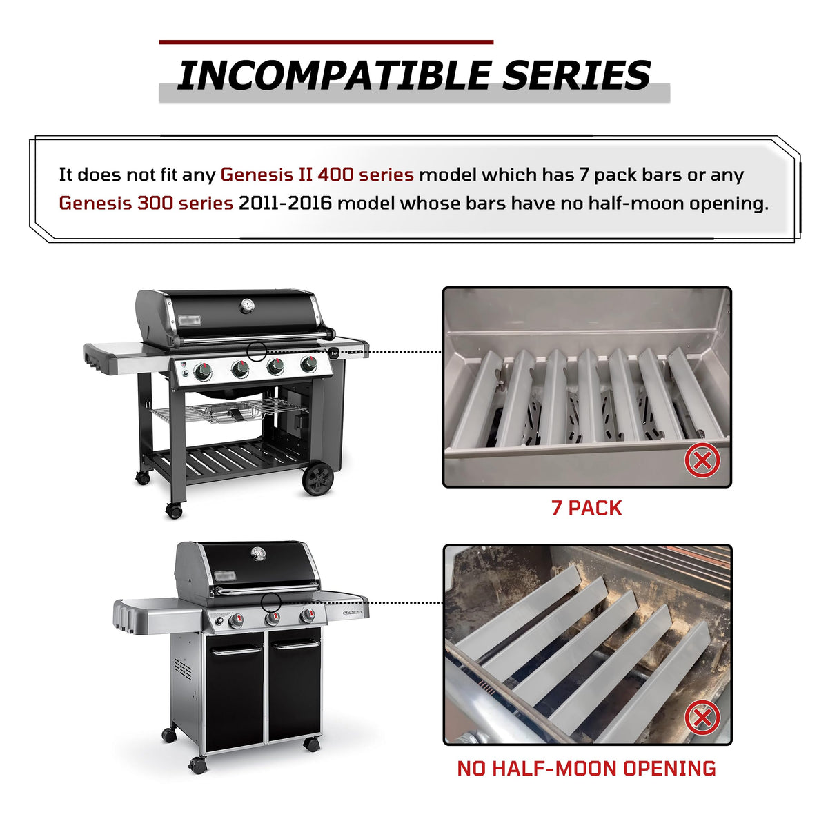 WEMEIKIT five-bar set installed on a Genesis II grill for improved flavor.