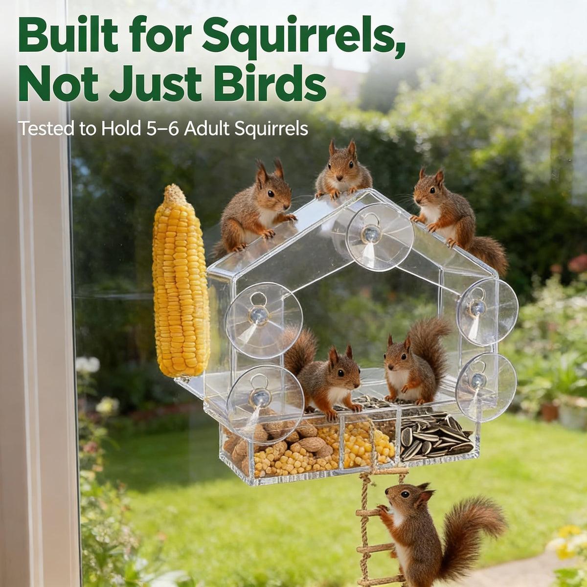 wemidels Wooden Ladder Squirrel Accessory invites shy climbers for backyard action