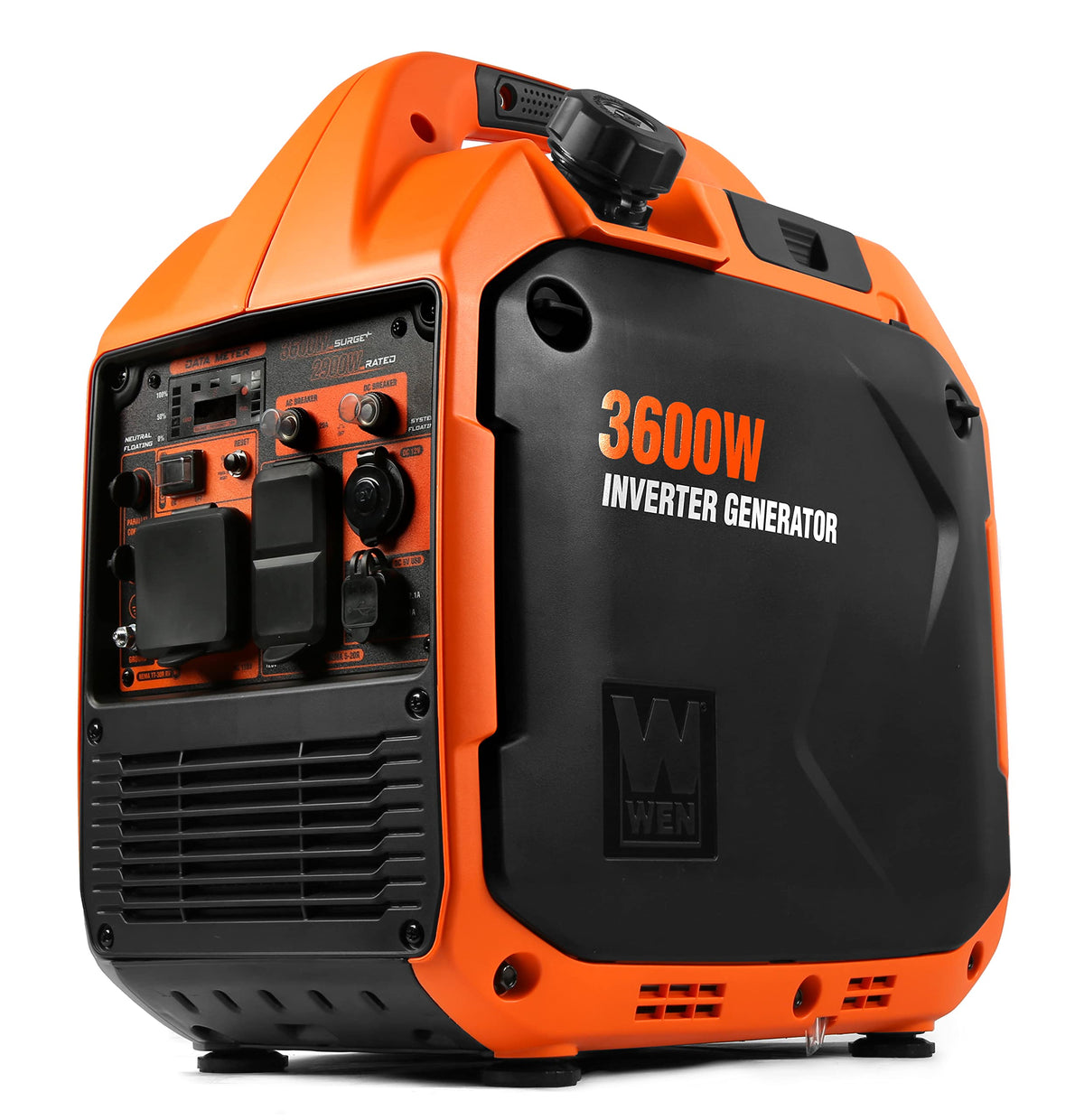 WEN 3600-Watt inverter generator front view for portable outdoor power