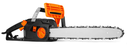 WEN Electric Chainsaw balance shot shows steady trimming with control.