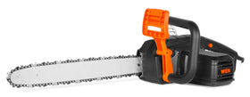 WEN 18-Inch chainsaw in action cutting a thick branch safely.