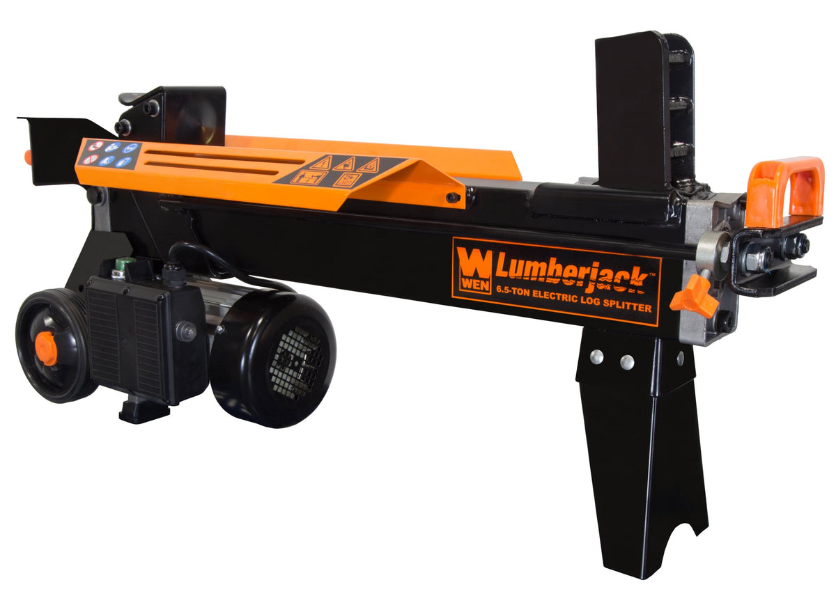 WEN electric log splitter stand attachment shown for stable setup