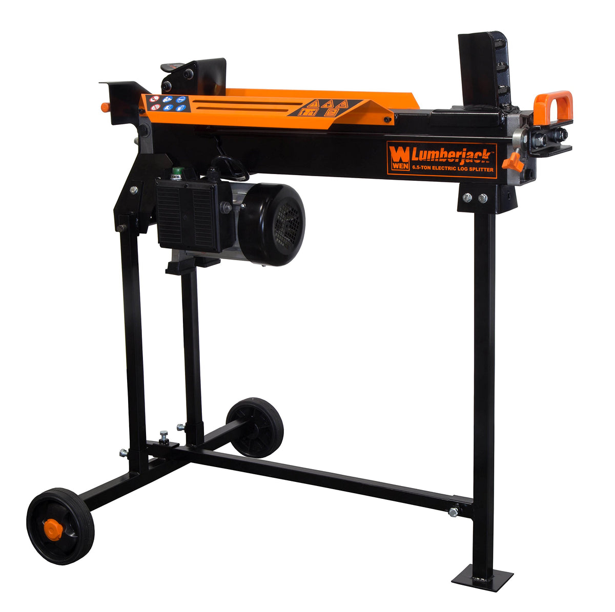 WEN electric log splitter with elevated stand for ergonomic use