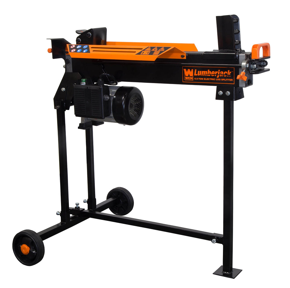 WEN electric log splitter with elevated stand for ergonomic use