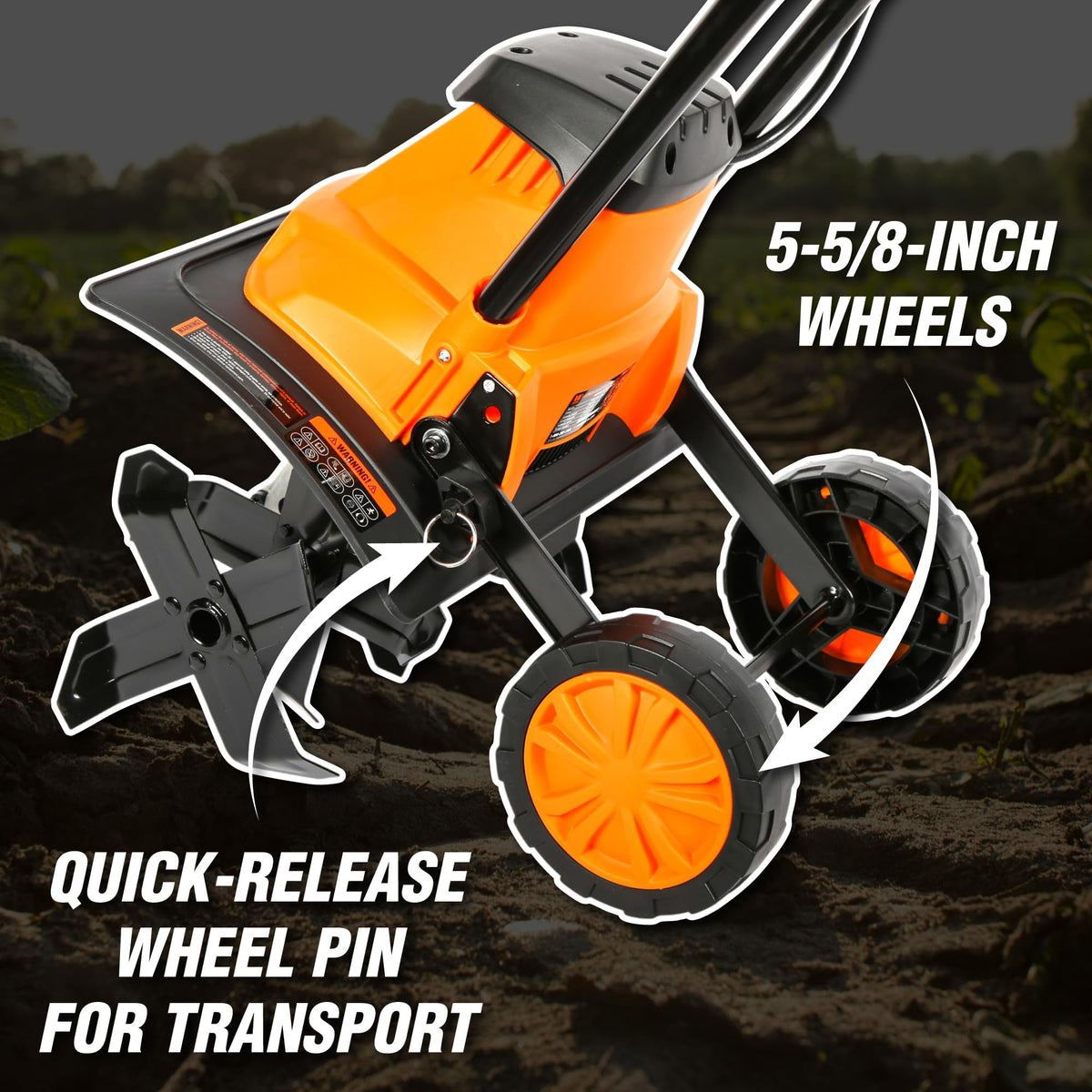 Four steel tines with 16 blades for even cultivation on the WEN tiller