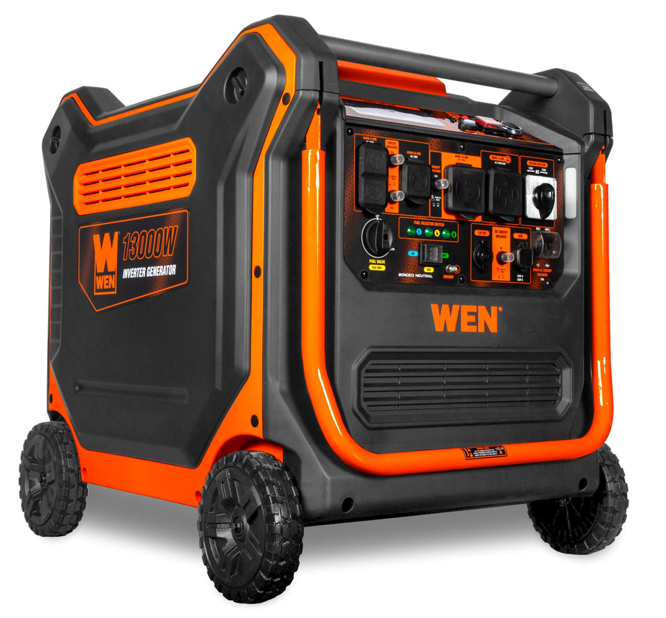 WEN TF1300iX exterior with wheels for easy transport during outages.