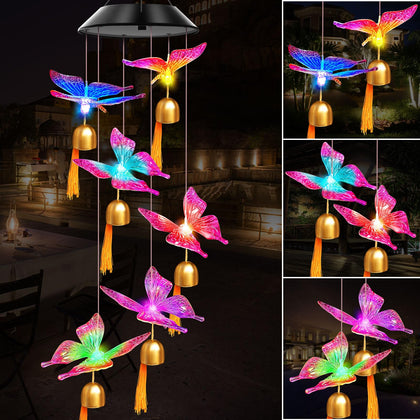 WENANA purple butterfly bell wind chime adding color to outdoor space
