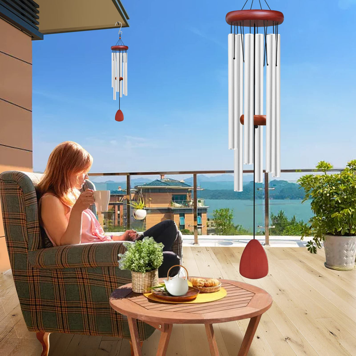 WENANA wind chime in outdoor garden setting enhances decor and mood