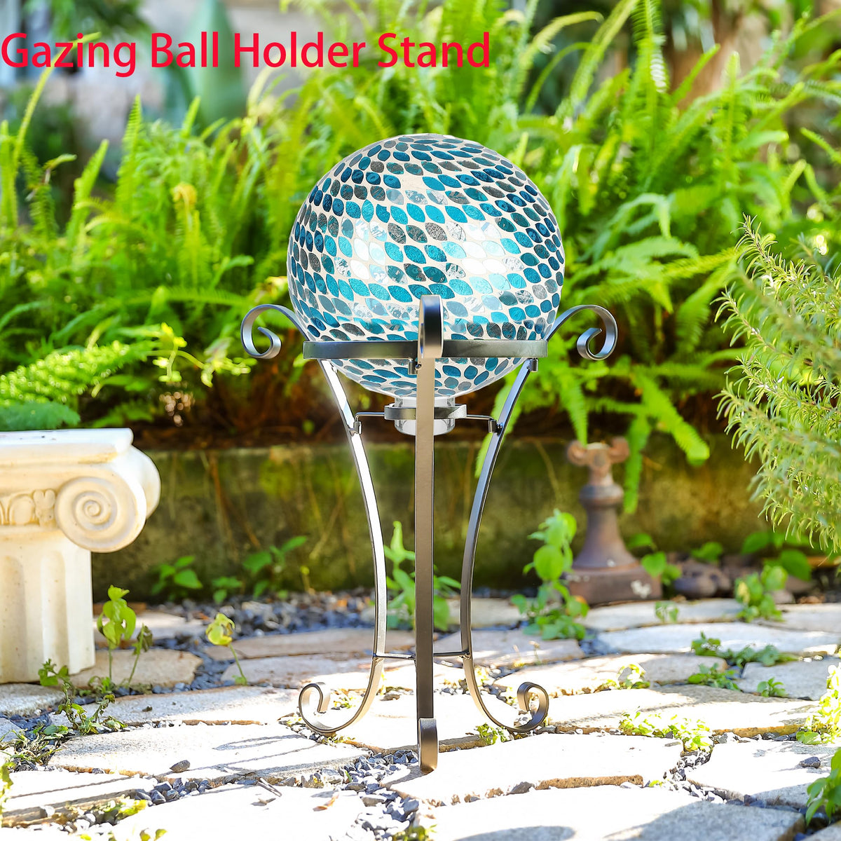Wenbery indoor-outdoor display stand for gazing balls.