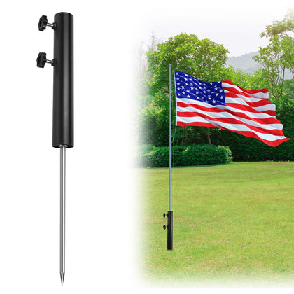 Wenfan ground mount base stabilizes flagpole on grass for outdoor use