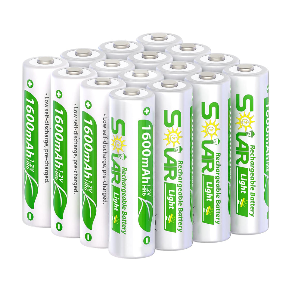 WENJOOP AA rechargeable batteries powering outdoor solar lights with reliable performance.
