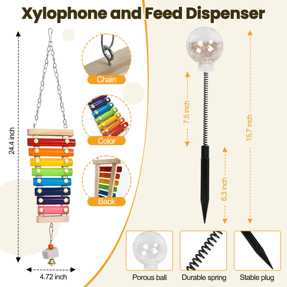 WENNIIWN chicken xylophone toy provides gentle auditory enrichment for poultry.