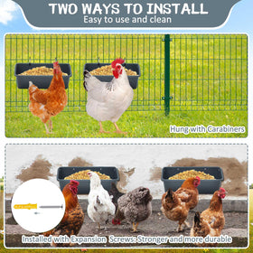 Wenqik 10-pack 5qt feed trough provides sanitary elevated placement, reducing waste and ground mess.