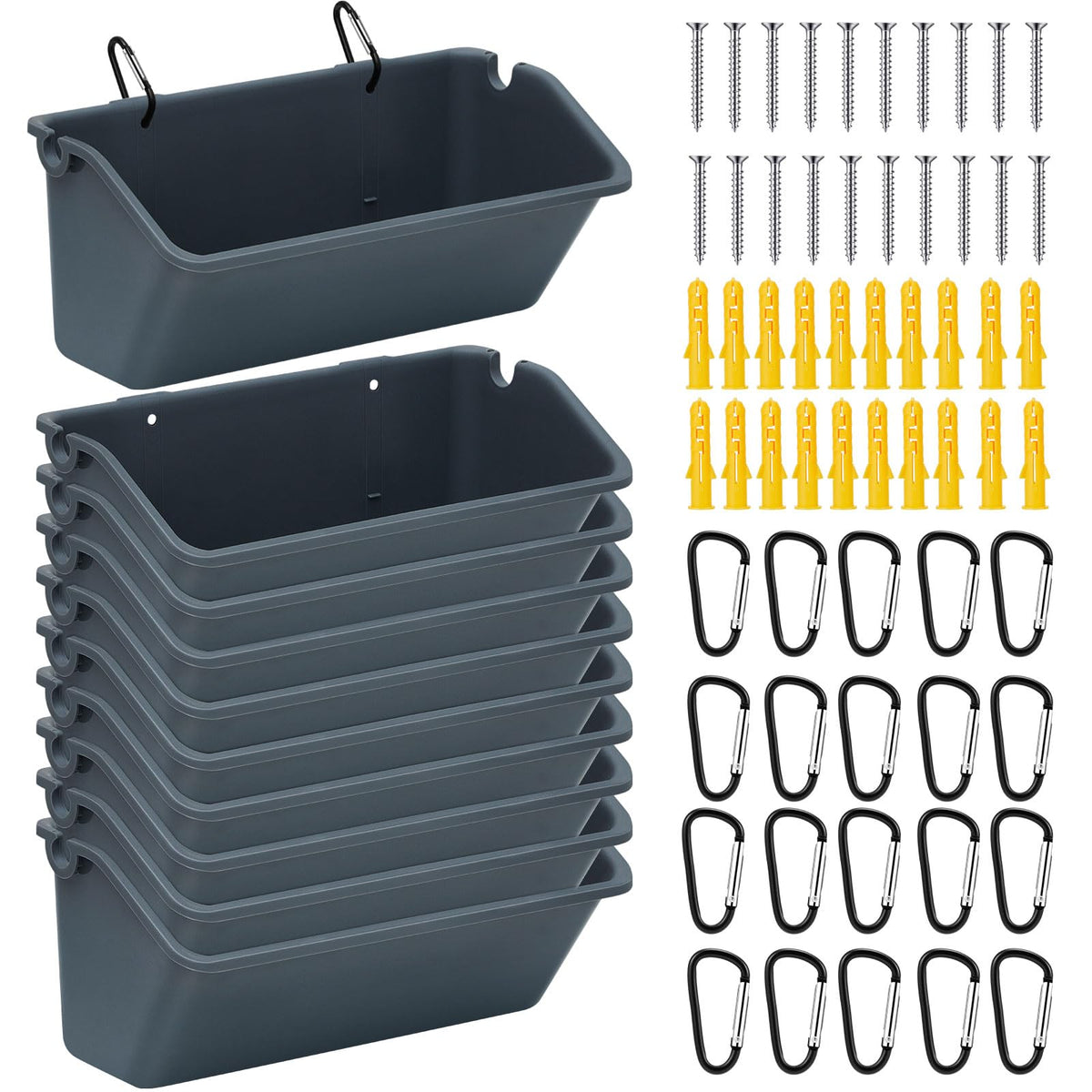 Wenqik 10-pack 5qt hanging feeder assembly enables easy above-ground feeding for multiple species.