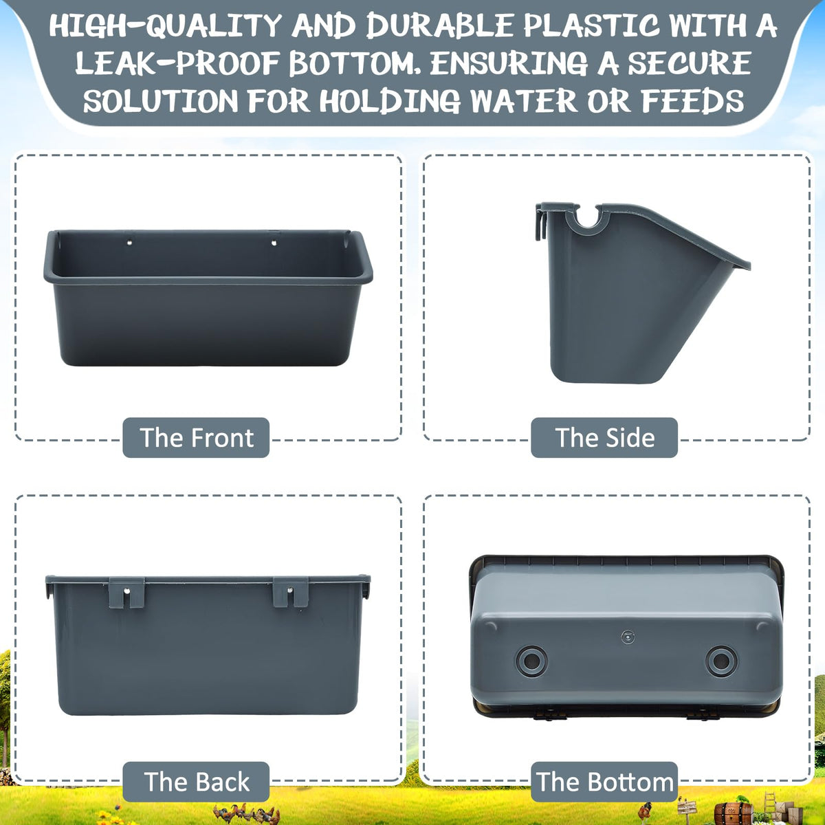 Wenqik 10-pack lowered-front feeder design promotes comfortable access for animals during feeding.