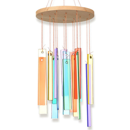 Wenqik 17-inch sea glass wind chime top view adds coastal charm outdoors