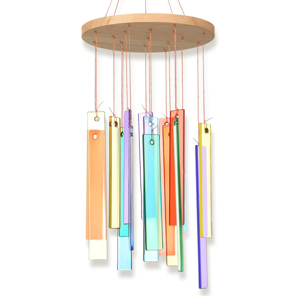 Wenqik 17-inch sea glass wind chime top view adds coastal charm outdoors