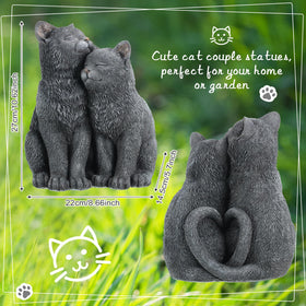 Wenqik Cat Couple Statue outdoors, perfect focal point in yard.
