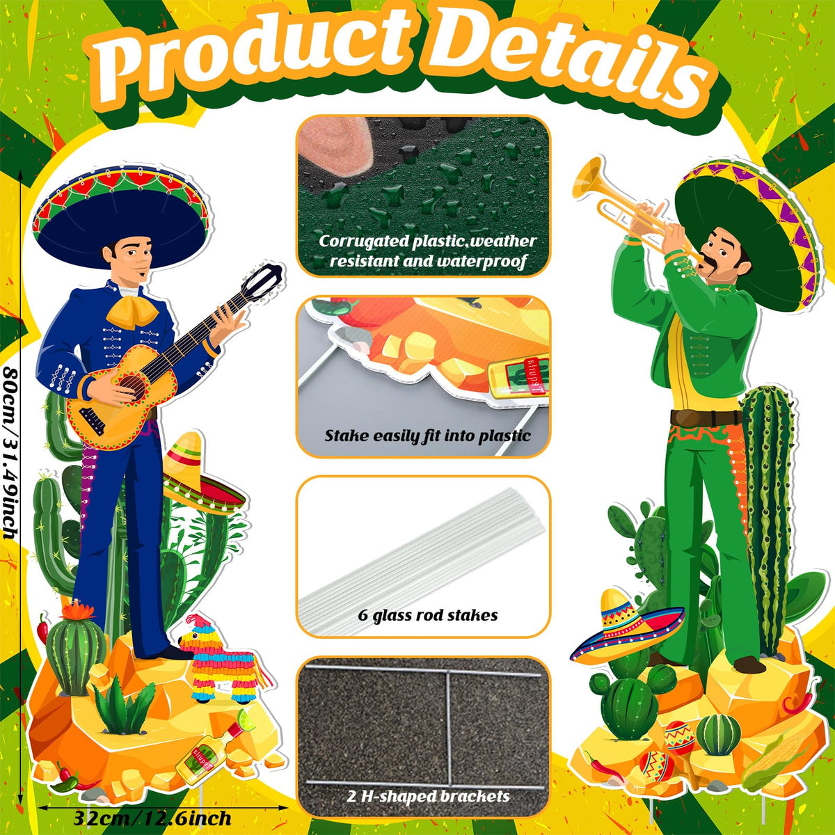 Detailed fiesta illustration from Wenqik yard sign enhances curb appeal.